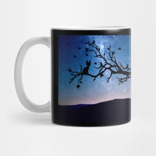 Black Cat Galaxy On The Tree - Love Cats Mug